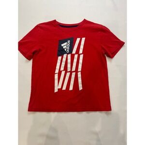 Adidas Graphic T-Shirt Kids Size S 8 Red Excellent Short Sleeve Cotton Tee